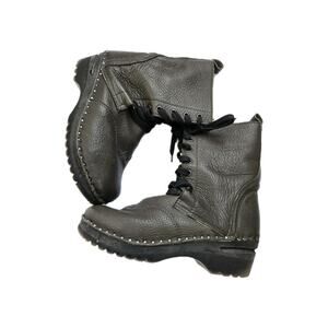 Swedish Clogs Boots Troentorp Edith Brown Lace Up Size 38 US-8 Womens